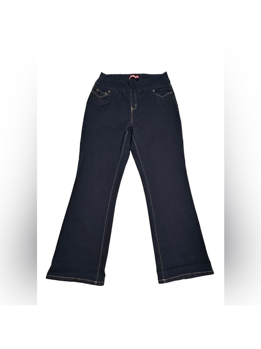 Woman Within 14W Blue Denim Jeans Natural Fit Bell Bottom Flare Wide Leg Pants